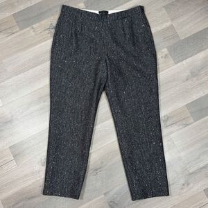 J.Crew‎ Martie Herringbone Tweed Wool Sequin Crop Pants Trousers Black 10